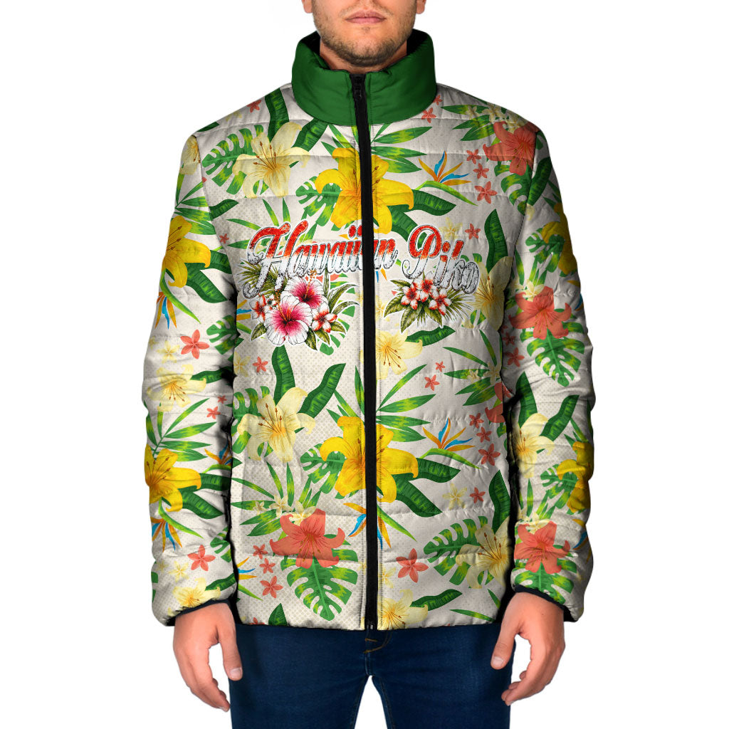 Hawaiian Piko Threads Of Paradise Aloha Padded Jacket Tropical Hibiscus Plumeria