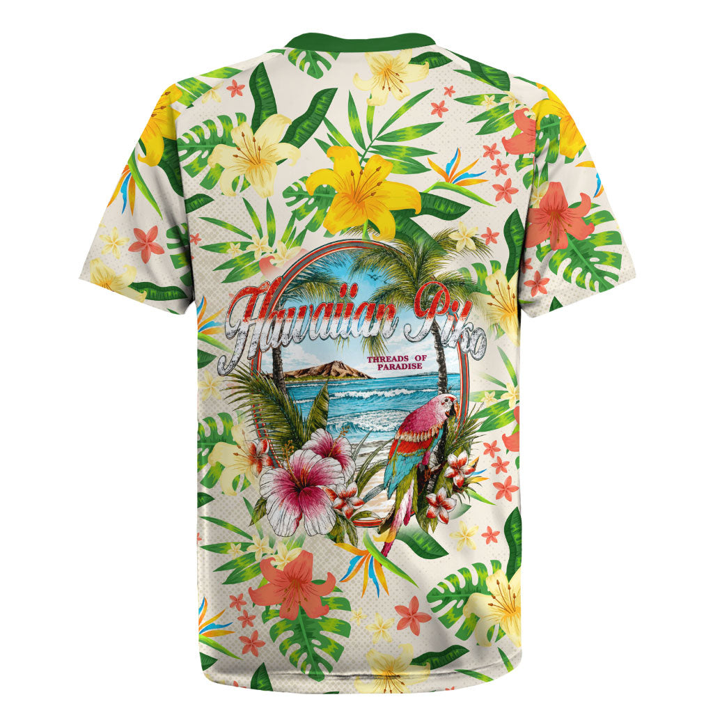 Hawaiian Piko Threads Of Paradise Aloha Rugby Jersey Tropical Hibiscus Plumeria