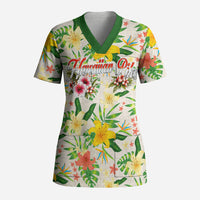 Hawaiian Piko Threads Of Paradise Aloha Scrub Top Tropical Hibiscus Plumeria