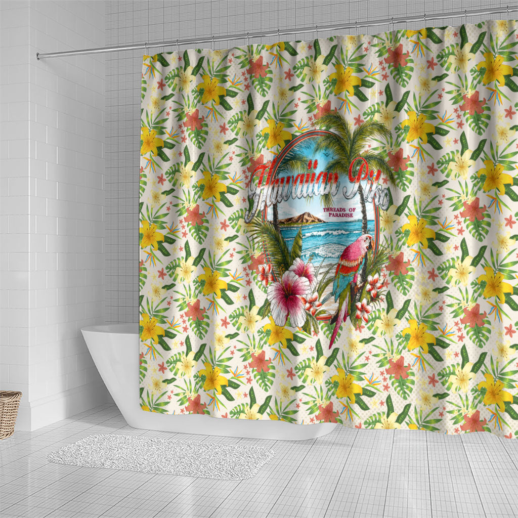 Hawaiian Piko Threads Of Paradise Aloha Shower Curtain Tropical Hibiscus Plumeria