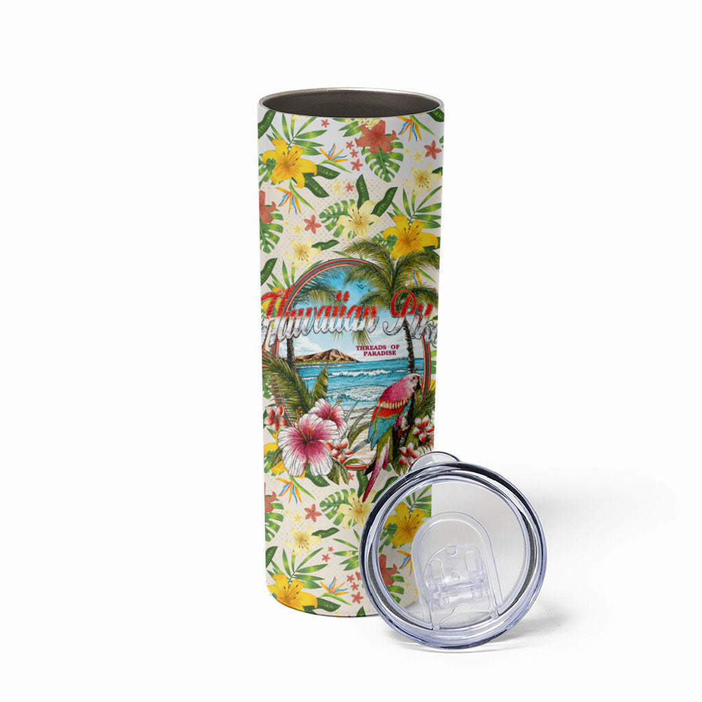 Hawaiian Piko Threads Of Paradise Aloha Skinny Tumbler Tropical Hibiscus Plumeria