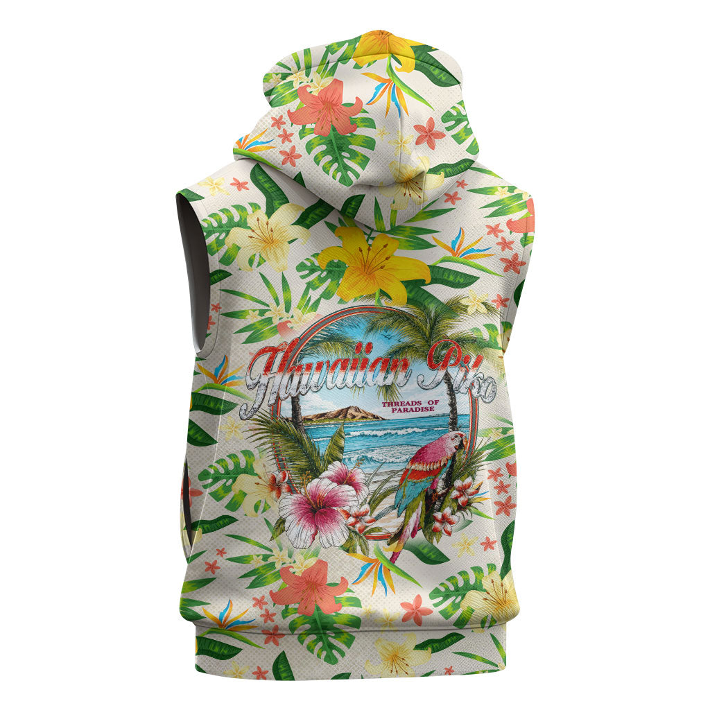 Hawaiian Piko Threads Of Paradise Aloha Sleeveless Hoodie Tropical Hibiscus Plumeria