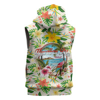 Hawaiian Piko Threads Of Paradise Aloha Sleeveless Zip Hoodie Tropical Hibiscus Plumeria