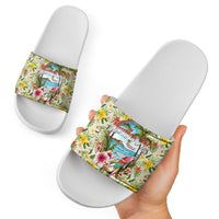 Hawaiian Piko Threads Of Paradise Aloha Slide Sandals Tropical Hibiscus Plumeria