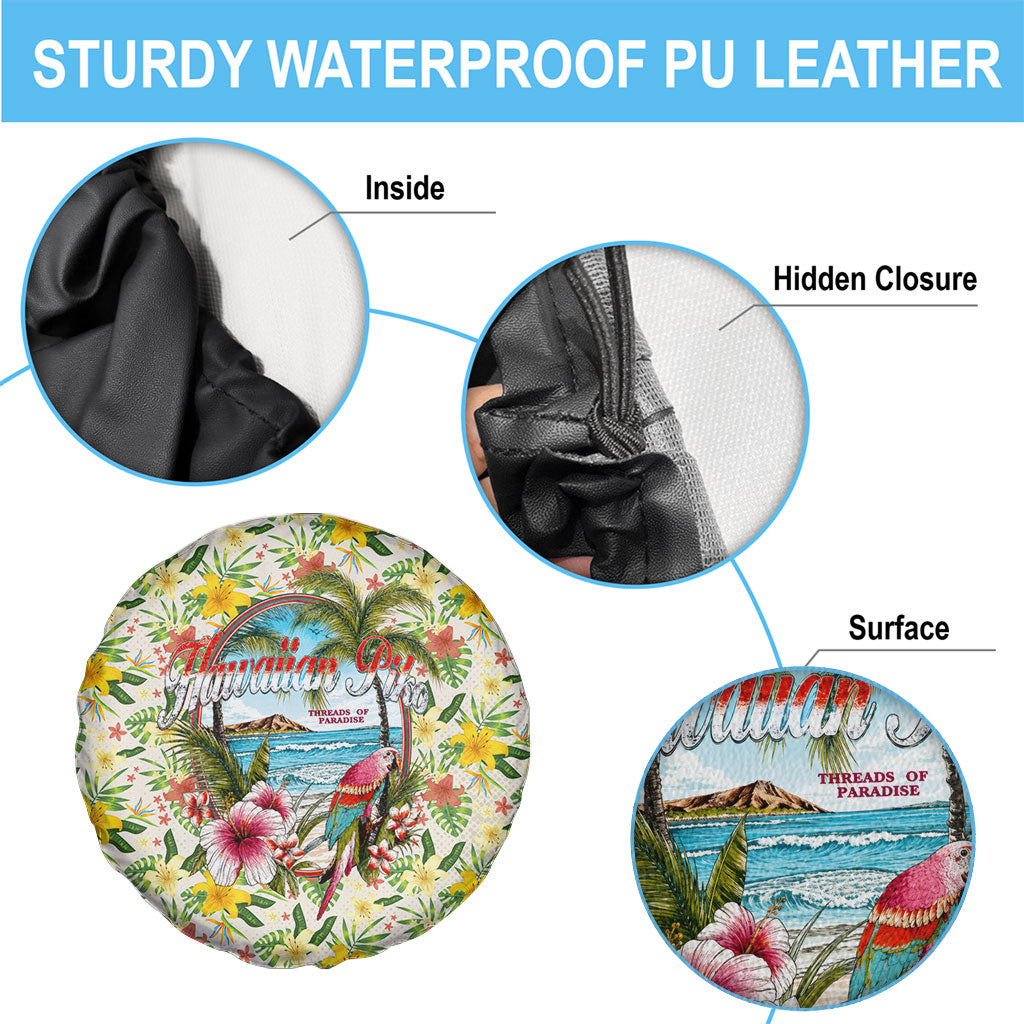 Hawaiian Piko Threads Of Paradise Aloha Spare Tire Cover Tropical Hibiscus Plumeria