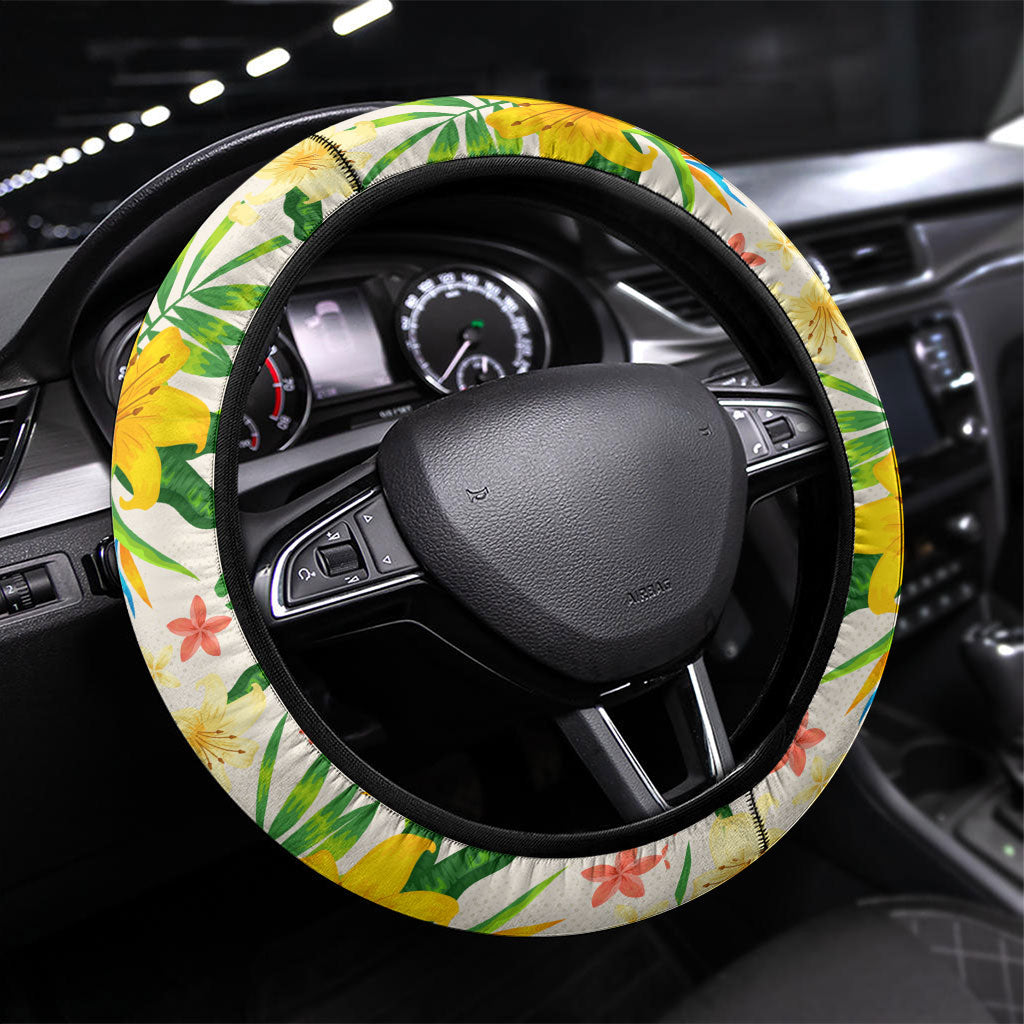 Hawaiian Piko Threads Of Paradise Aloha Steering Wheel Cover Tropical Hibiscus Plumeria