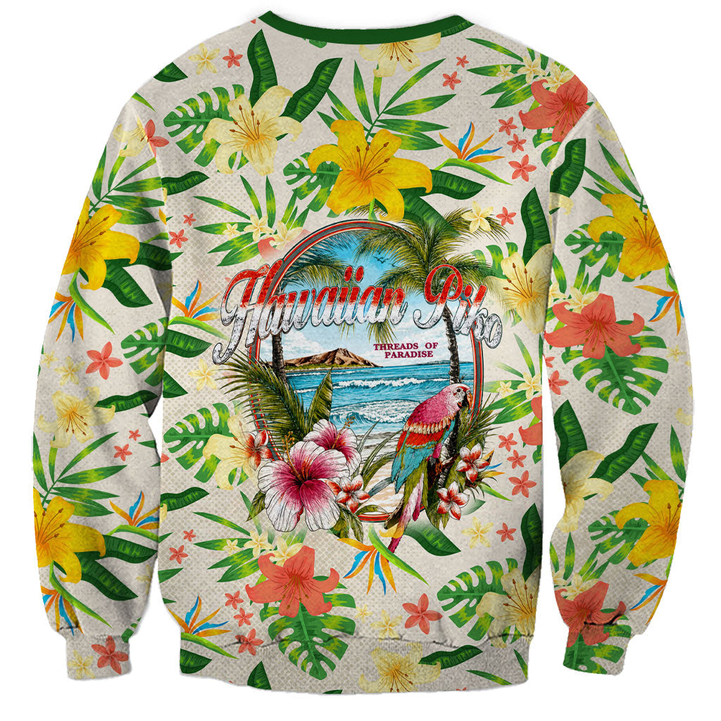 Hawaiian Piko Threads Of Paradise Aloha Sweatshirt Tropical Hibiscus Plumeria