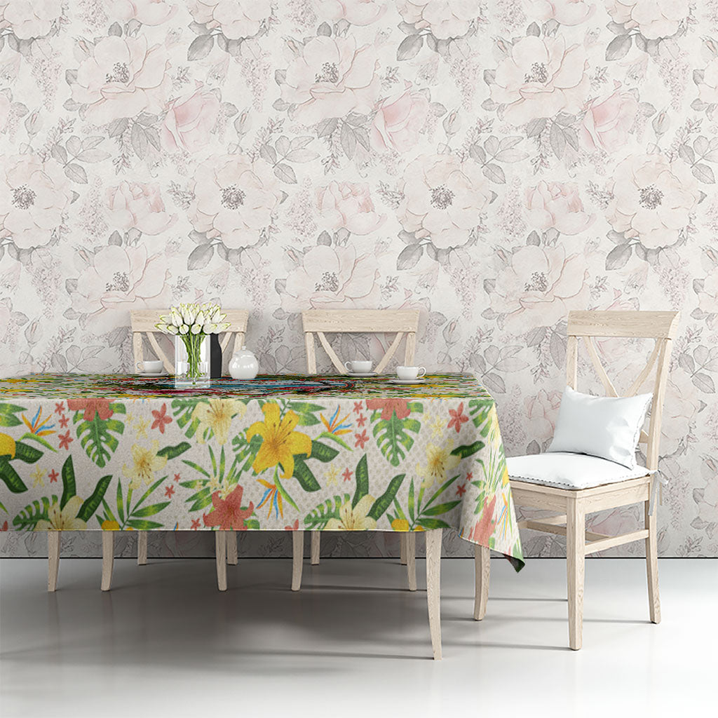Hawaiian Piko Threads Of Paradise Aloha Tablecloth Tropical Hibiscus Plumeria