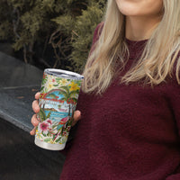 Hawaiian Piko Threads Of Paradise Aloha Tumbler Cup Tropical Hibiscus Plumeria