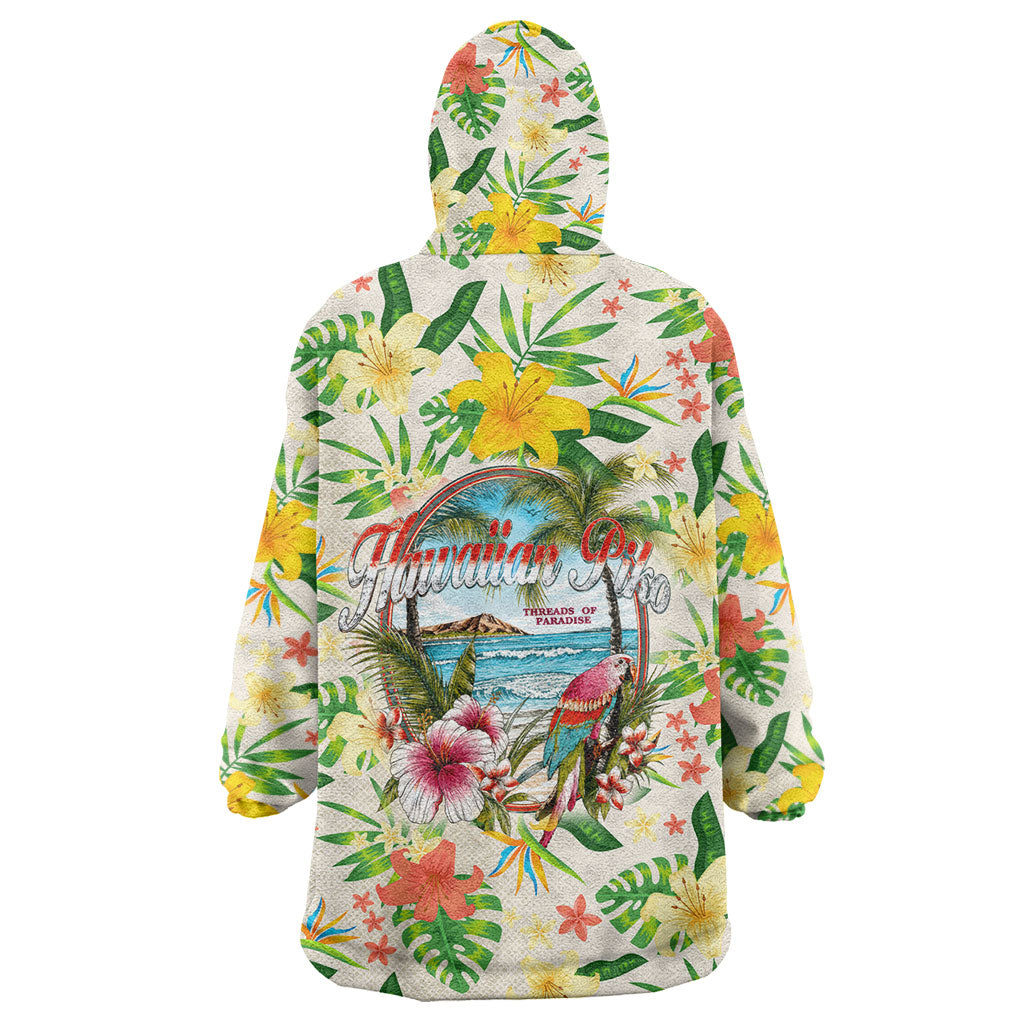 Hawaiian Piko Threads Of Paradise Aloha Wearable Blanket Hoodie Tropical Hibiscus Plumeria