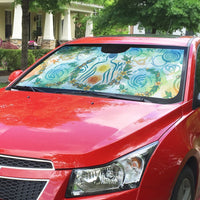 Hawaiian Piko Cultural Pride Aloha Auto Sun Shade Watercolor Spiral Art - Tropical Plumeria Lei Garland