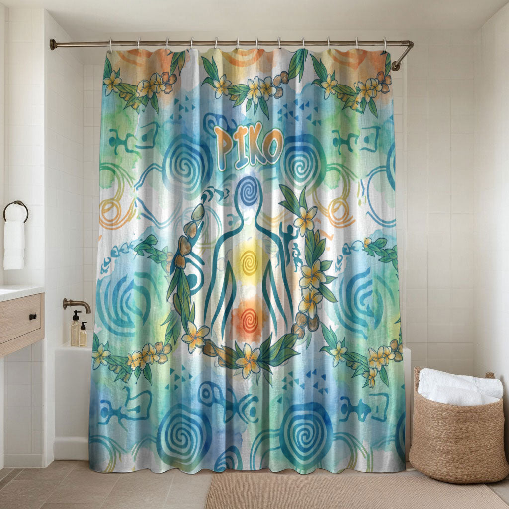 Hawaiian Piko Cultural Pride Aloha Bathroom Set Watercolor Spiral Art - Tropical Plumeria Lei Garland