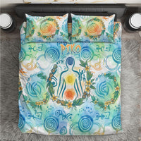 Hawaiian Piko Cultural Pride Aloha Bedding Set Watercolor Spiral Art - Tropical Plumeria Lei Garland