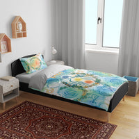 Hawaiian Piko Cultural Pride Aloha Bedding Set Watercolor Spiral Art - Tropical Plumeria Lei Garland