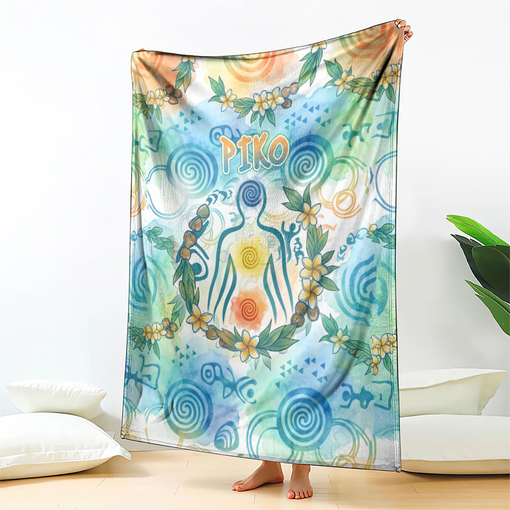 Hawaiian Piko Cultural Pride Aloha Blanket Watercolor Spiral Art - Tropical Plumeria Lei Garland