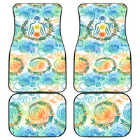 Hawaiian Piko Cultural Pride Aloha Car Mats Watercolor Spiral Art - Tropical Plumeria Lei Garland