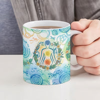 Hawaiian Piko Cultural Pride Aloha Ceramic Mug Watercolor Spiral Art - Tropical Plumeria Lei Garland