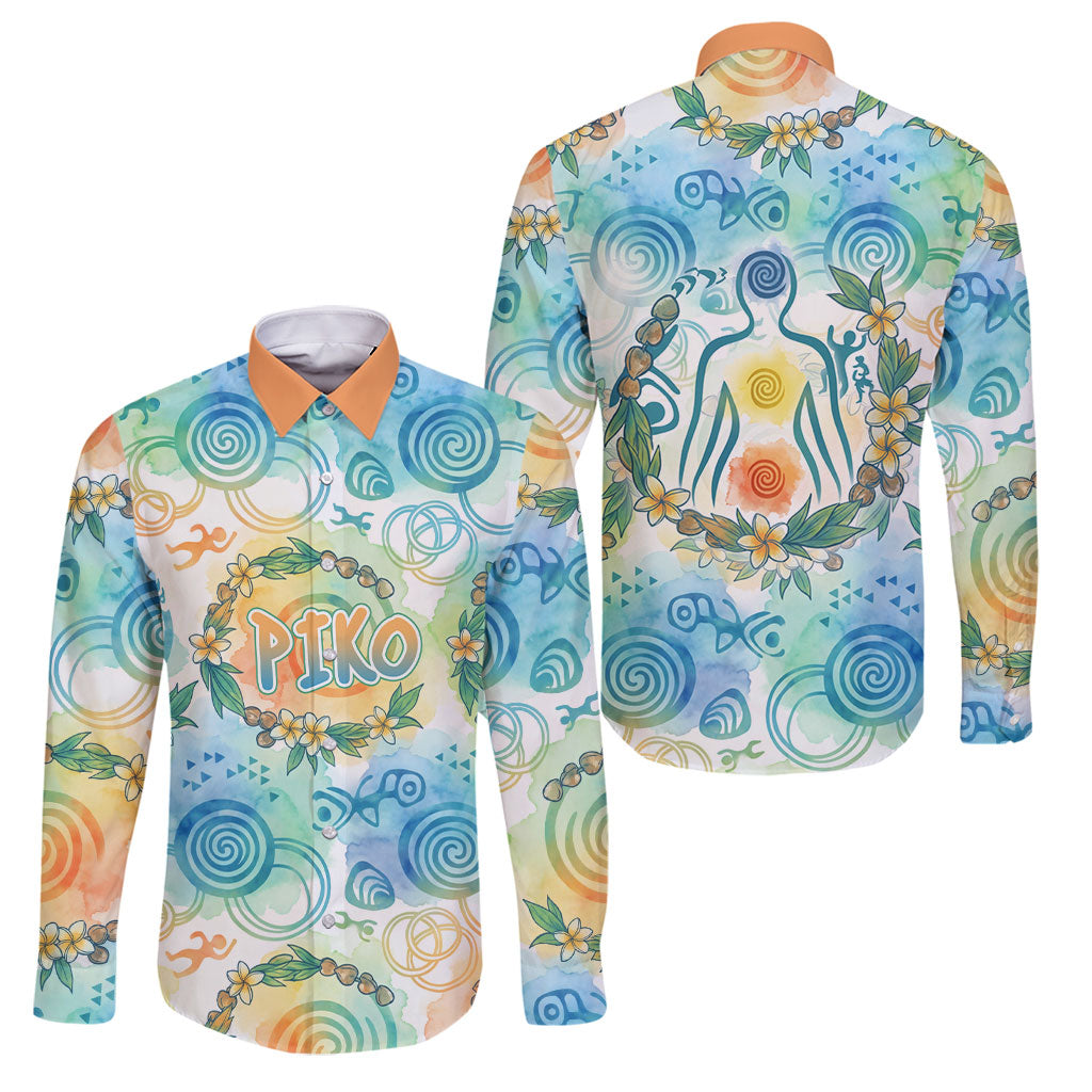 Hawaiian Piko Cultural Pride Aloha Family Matching Off Shoulder Maxi Dress and Hawaiian Shirt Watercolor Spiral Art - Tropical Plumeria Lei Garland