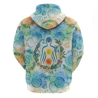 Hawaiian Piko Cultural Pride Aloha Hoodie Watercolor Spiral Art - Tropical Plumeria Lei Garland