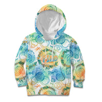 Hawaiian Piko Cultural Pride Aloha Kid Hoodie Watercolor Spiral Art - Tropical Plumeria Lei Garland