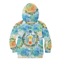 Hawaiian Piko Cultural Pride Aloha Kid Hoodie Watercolor Spiral Art - Tropical Plumeria Lei Garland