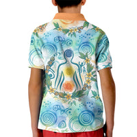 Hawaiian Piko Cultural Pride Aloha Kid Polo Shirt Watercolor Spiral Art - Tropical Plumeria Lei Garland