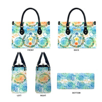 Hawaiian Piko Cultural Pride Aloha Leather Bag Watercolor Spiral Art - Tropical Plumeria Lei Garland