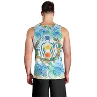 Hawaiian Piko Cultural Pride Aloha Men Tank Top Watercolor Spiral Art - Tropical Plumeria Lei Garland
