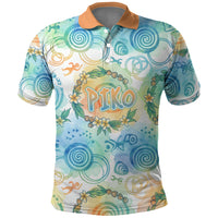 Hawaiian Piko Cultural Pride Aloha Polo Shirt Watercolor Spiral Art - Tropical Plumeria Lei Garland