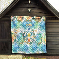 Hawaiian Piko Cultural Pride Aloha Quilt Watercolor Spiral Art - Tropical Plumeria Lei Garland