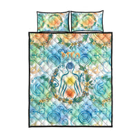Hawaiian Piko Cultural Pride Aloha Quilt Bed Set Watercolor Spiral Art - Tropical Plumeria Lei Garland