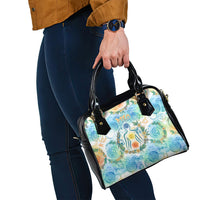 Hawaiian Piko Cultural Pride Aloha Shoulder Handbag Watercolor Spiral Art - Tropical Plumeria Lei Garland