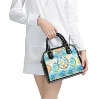 Hawaiian Piko Cultural Pride Aloha Shoulder Handbag Watercolor Spiral Art - Tropical Plumeria Lei Garland