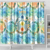 Hawaiian Piko Cultural Pride Aloha Shower Curtain Watercolor Spiral Art - Tropical Plumeria Lei Garland