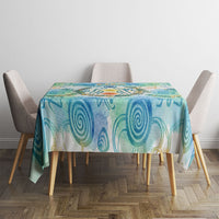 Hawaiian Piko Cultural Pride Aloha Tablecloth Watercolor Spiral Art - Tropical Plumeria Lei Garland