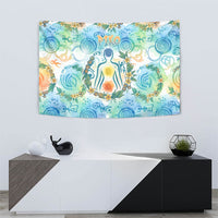 Hawaiian Piko Cultural Pride Aloha Tapestry Watercolor Spiral Art - Tropical Plumeria Lei Garland