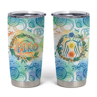 Hawaiian Piko Cultural Pride Aloha Tumbler Cup Watercolor Spiral Art - Tropical Plumeria Lei Garland