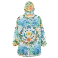 Hawaiian Piko Cultural Pride Aloha Wearable Blanket Hoodie Watercolor Spiral Art - Tropical Plumeria Lei Garland