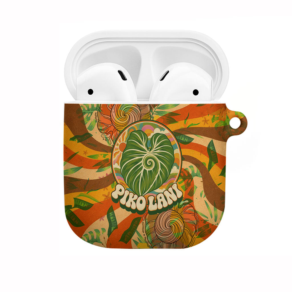 Hawaiian Piko Lani Cultivate I Ka Piko Aloha AirPods Case Retro Psychedelic Taro Leaf - Hibiscus Flowers