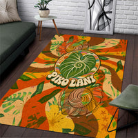Hawaiian Piko Lani Cultivate I Ka Piko Aloha Area Rug Retro Psychedelic Taro Leaf - Hibiscus Flowers