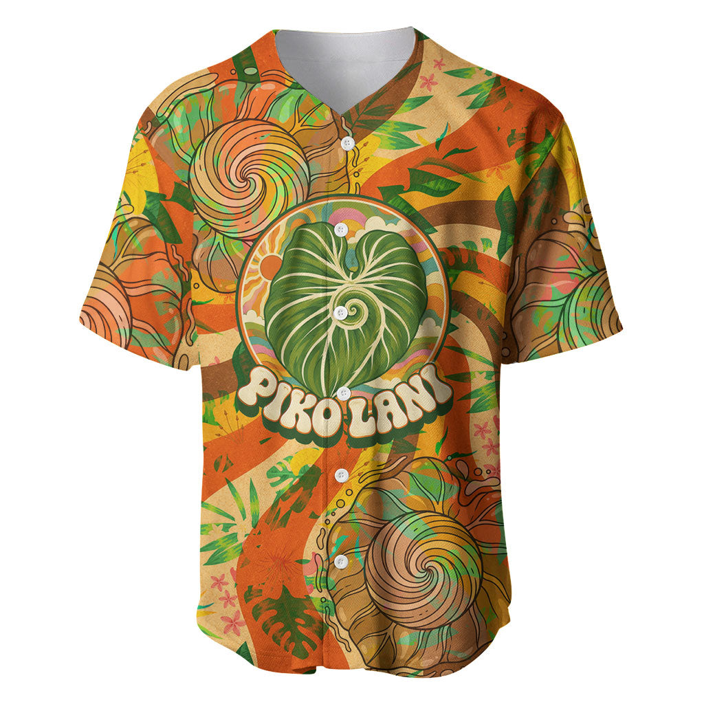 Hawaiian Piko Lani Cultivate I Ka Piko Aloha Baseball Jersey Retro Psychedelic Taro Leaf - Hibiscus Flowers