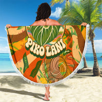 Hawaiian Piko Lani Cultivate I Ka Piko Aloha Beach Blanket Retro Psychedelic Taro Leaf - Hibiscus Flowers