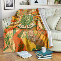 Hawaiian Piko Lani Cultivate I Ka Piko Aloha Blanket Retro Psychedelic Taro Leaf - Hibiscus Flowers