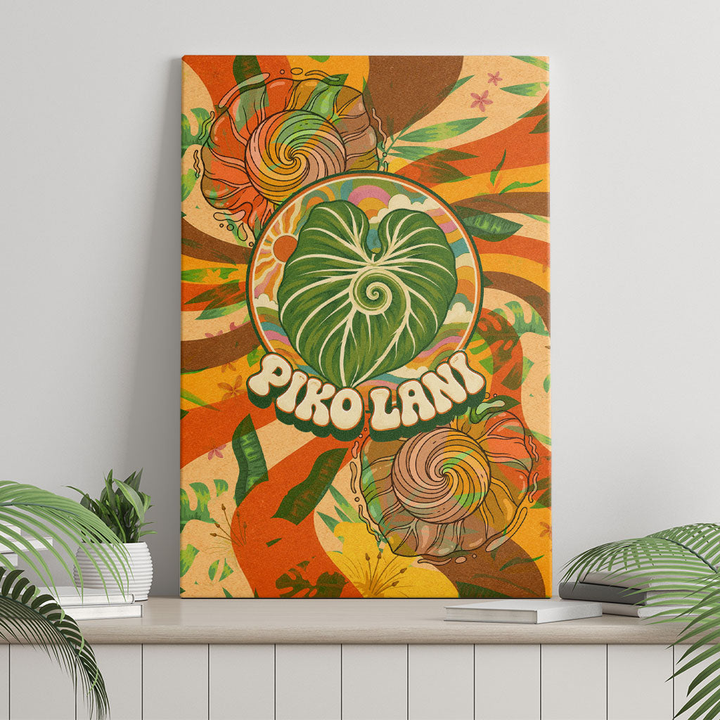 Hawaiian Piko Lani Cultivate I Ka Piko Aloha Canvas Wall Art Retro Psychedelic Taro Leaf - Hibiscus Flowers