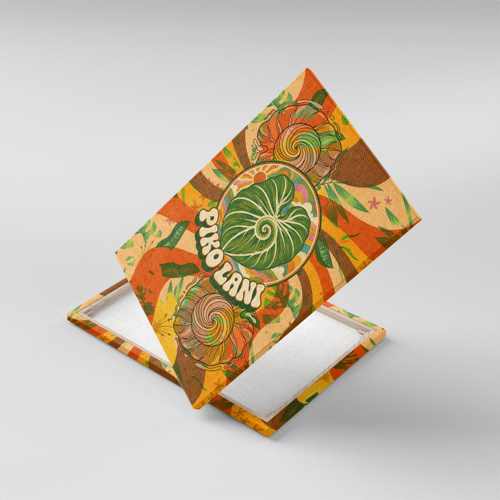 Hawaiian Piko Lani Cultivate I Ka Piko Aloha Canvas Wall Art Retro Psychedelic Taro Leaf - Hibiscus Flowers