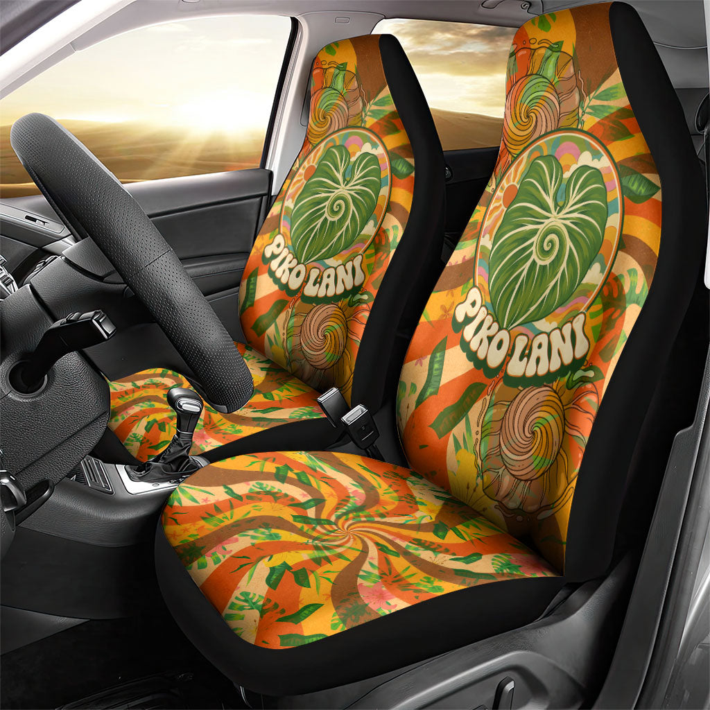 Hawaiian Piko Lani Cultivate I Ka Piko Aloha Car Seat Cover Retro Psychedelic Taro Leaf - Hibiscus Flowers