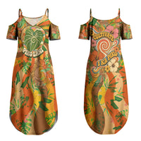 Hawaiian Piko Lani Cultivate I Ka Piko Aloha Couples Matching Summer Maxi Dress and Hawaiian Shirt Retro Psychedelic Taro Leaf - Hibiscus Flowers