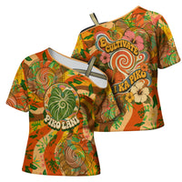 Hawaiian Piko Lani Cultivate I Ka Piko Aloha Cross Shoulder Shirt Retro Psychedelic Taro Leaf - Hibiscus Flowers