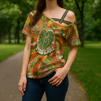 Hawaiian Piko Lani Cultivate I Ka Piko Aloha Cross Shoulder Shirt Retro Psychedelic Taro Leaf - Hibiscus Flowers