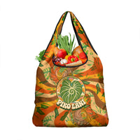 Hawaiian Piko Lani Cultivate I Ka Piko Aloha Grocery Bag Retro Psychedelic Taro Leaf - Hibiscus Flowers